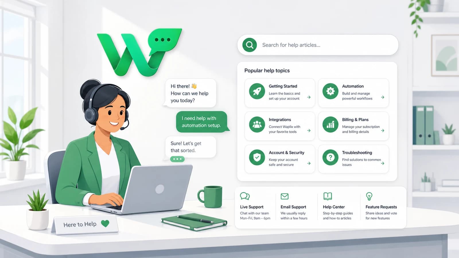 Waplix support specialist helping customers through the Help Center